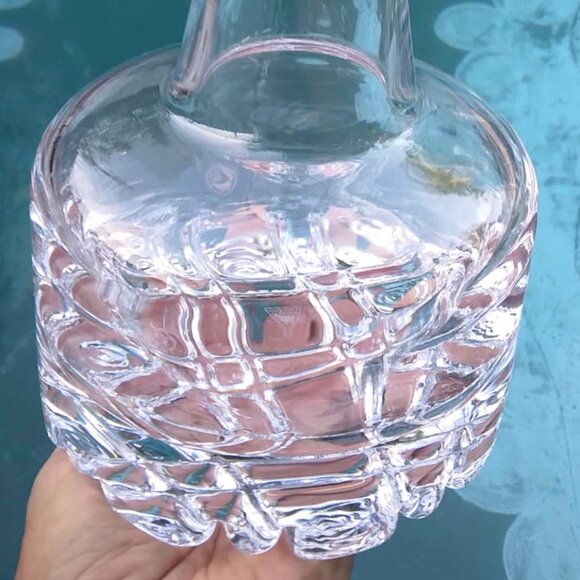 Stunning ORREFORS Heavy Thick Based Cube Cut Lead Crystal Swedish Decanter with - Picture 8 of 10